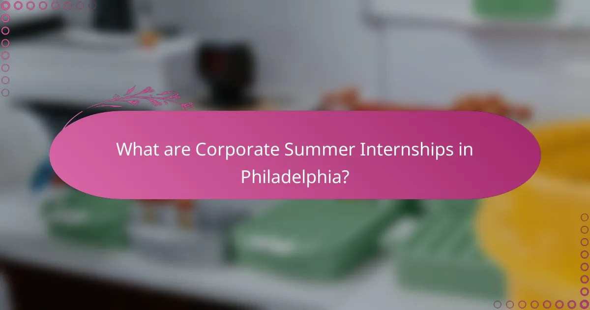 What are Corporate Summer Internships in Philadelphia?