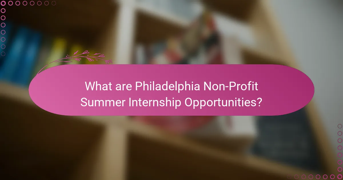 What are Philadelphia Non-Profit Summer Internship Opportunities?