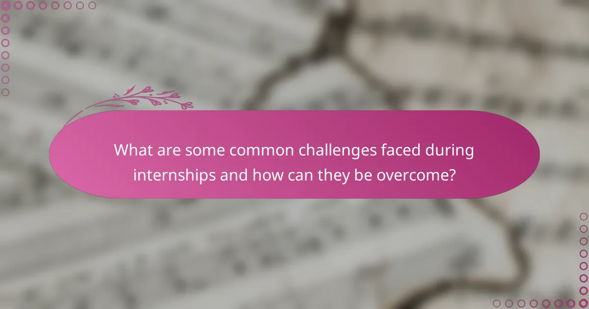 What are some common challenges faced during internships and how can they be overcome?
