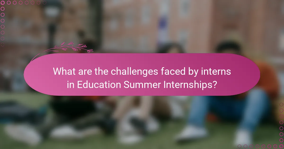 What are the challenges faced by interns in Education Summer Internships?