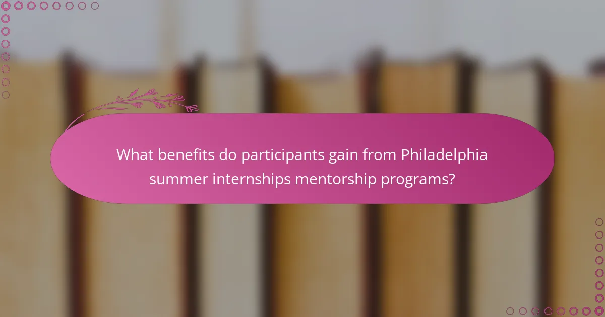 What benefits do participants gain from Philadelphia summer internships mentorship programs?