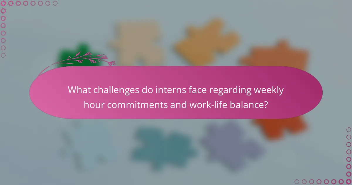 What challenges do interns face regarding weekly hour commitments and work-life balance?