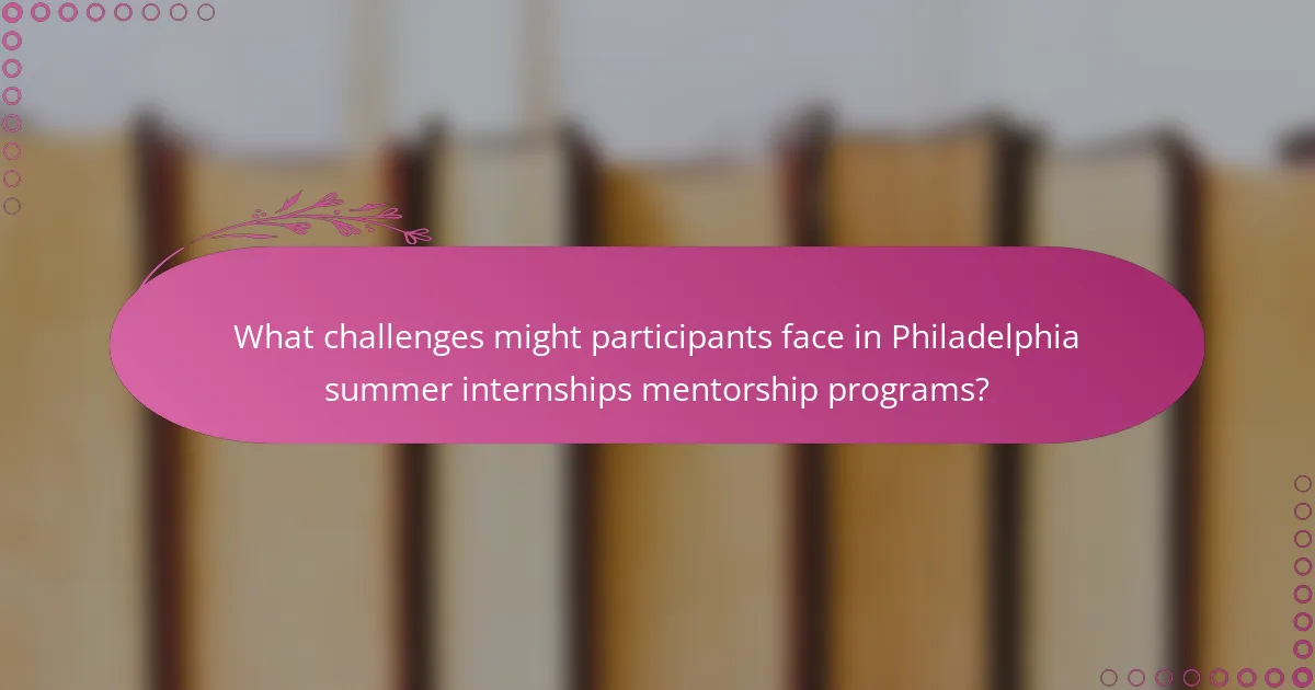 What challenges might participants face in Philadelphia summer internships mentorship programs?