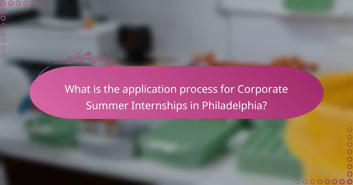 What is the application process for Corporate Summer Internships in Philadelphia?