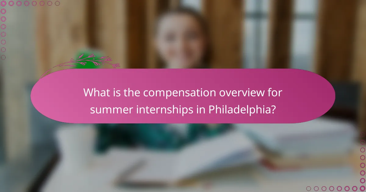 What is the compensation overview for summer internships in Philadelphia?