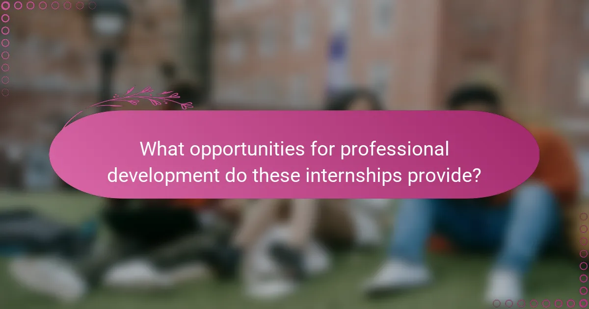 What opportunities for professional development do these internships provide?